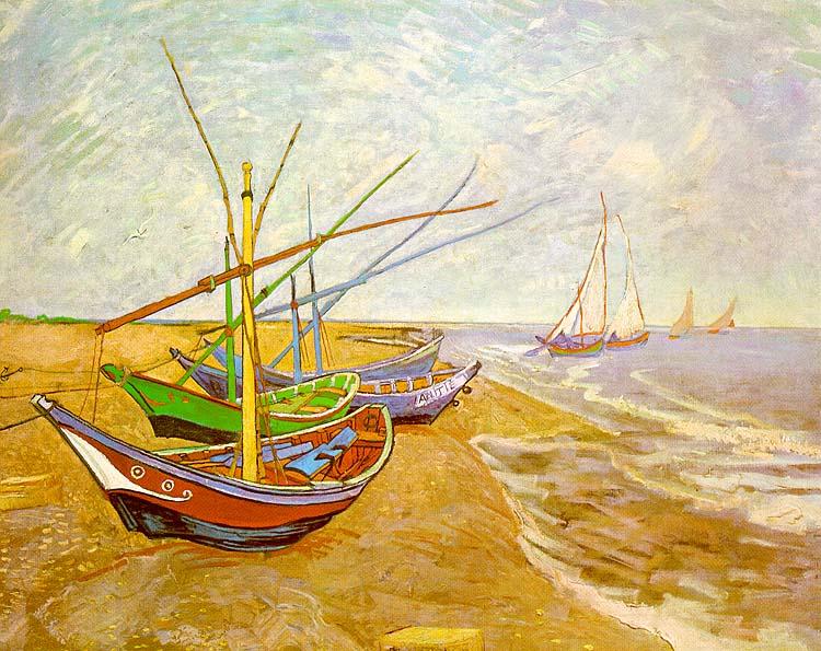 Vincent Van Gogh Fishing Boats on the Beach at Saintes-Maries China oil painting art